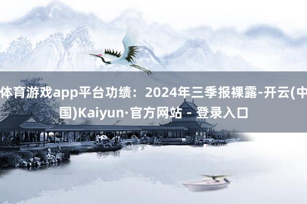 体育游戏app平台功绩：2024年三季报裸露-开云(中国)Kaiyun·官方网站 - 登录入口