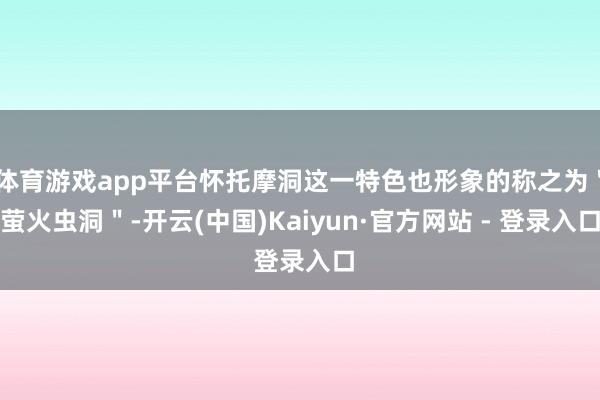 体育游戏app平台怀托摩洞这一特色也形象的称之为＂萤火虫洞＂-开云(中国)Kaiyun·官方网站 - 登录入口