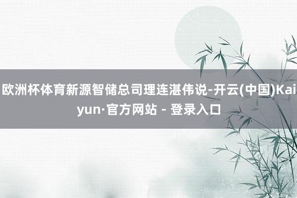 欧洲杯体育新源智储总司理连湛伟说-开云(中国)Kaiyun·官方网站 - 登录入口