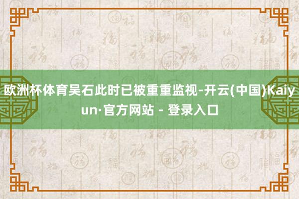 欧洲杯体育吴石此时已被重重监视-开云(中国)Kaiyun·官方网站 - 登录入口