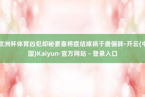 欧洲杯体育凶犯却秘要塞将症结嫁祸于唐俪辞-开云(中国)Kaiyun·官方网站 - 登录入口