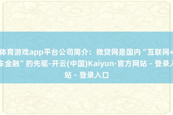 体育游戏app平台公司简介:微贷网是国内“互联网+汽车金融”的先驱-开云(中国)Kaiyun·官方网站 - 登录入口