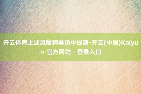 开云体育上述风险辅导函中提到-开云(中国)Kaiyun·官方网站 - 登录入口